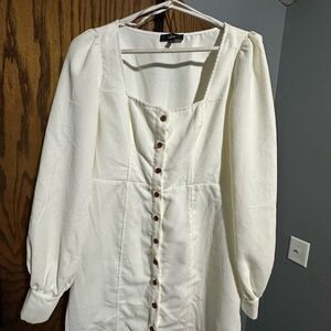 Lulu's Cream Bishop Sleeve Sundress